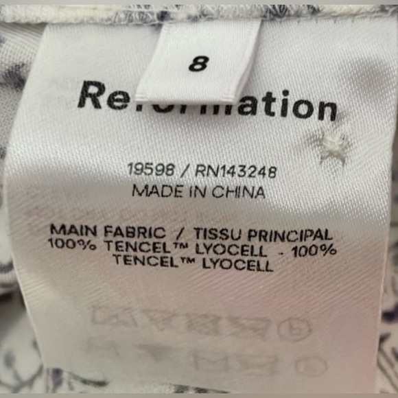 Reformation Johanna button front floral mini dress in purple on white Size 8 NWT - Picture 10 of 12